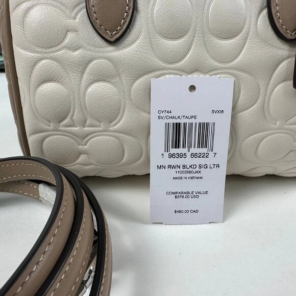 Coach CY744 Mini Rowan Crossbody Bag In Blocked Signature Leather IN CHALK - Picture 9 of 9